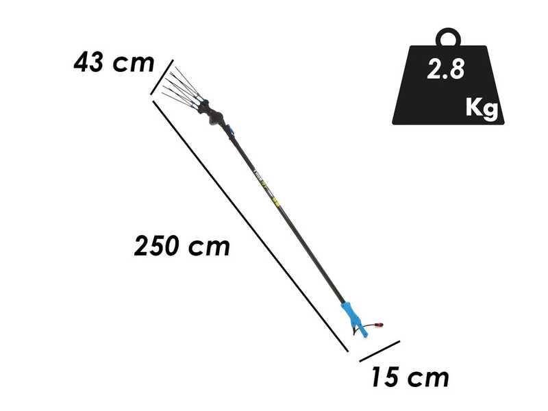 Vareador el&eacute;ctrico de bater&iacute;a Lisam Thor - con 8 varillas en carbono - 250-350 cm - p&eacute;rtiga telesc&oacute;pica