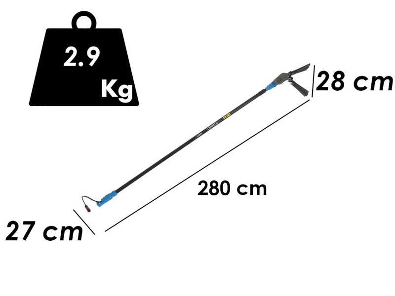 Vareador de aceitunas el&eacute;ctrico a bater&iacute;a Lisam Oliwatt 2 - Con dientes de nailon - 280 cm - P&eacute;rtiga fija