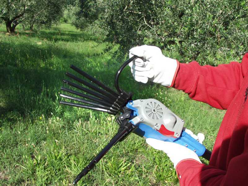 Vareador de aceitunas el&eacute;ctrico a bater&iacute;a Lisam Oliwatt 2 - Con dientes en nailon - P&eacute;rtiga telesc&oacute;pica