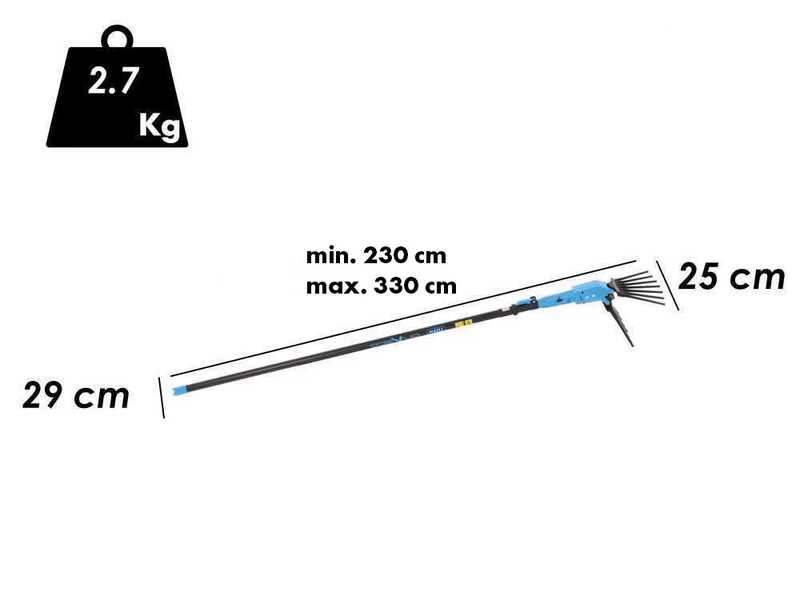Lisam Oliveco - Vareador de aceitunas el&eacute;ctrico de bater&iacute;a - Con dientes en nailon  - 230-330 cm - P&eacute;rtiga telesc&oacute;pica