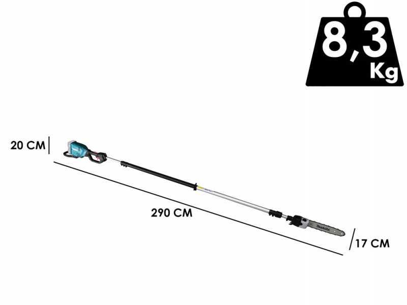 Podadora el&eacute;ctrica de bater&iacute;a con p&eacute;rtiga telesc&oacute;pica Makita DUA301