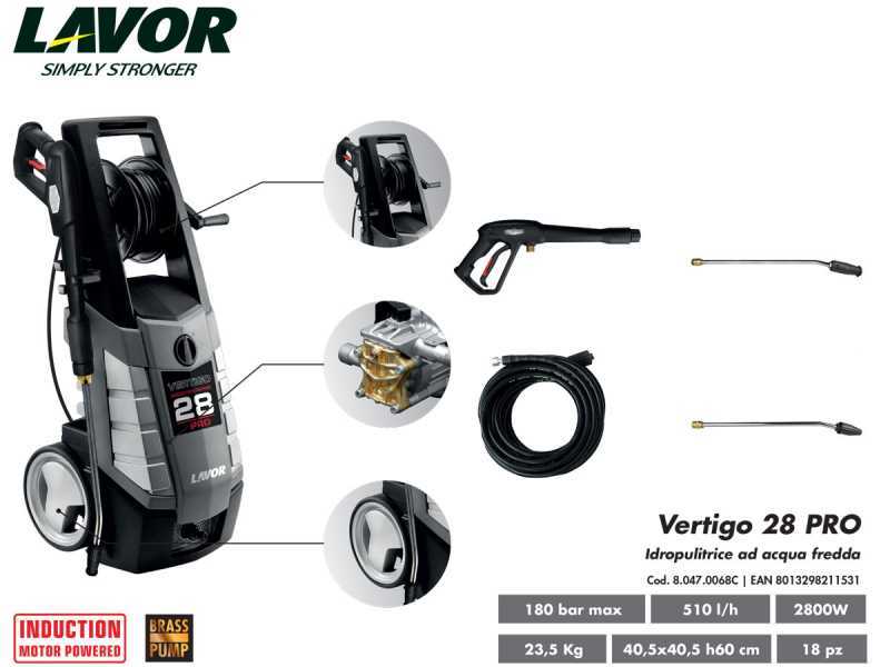 Hidrolimpiadora de agua fr&iacute;a Lavor Vertigo 28 Pro 180 bar