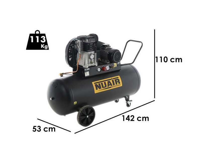 Nuair B3800B/4CT/200 Tech-Pro - Compresor de aire el&eacute;ctrico monof&aacute;sico de correa - Motor 4 HP - 200 L