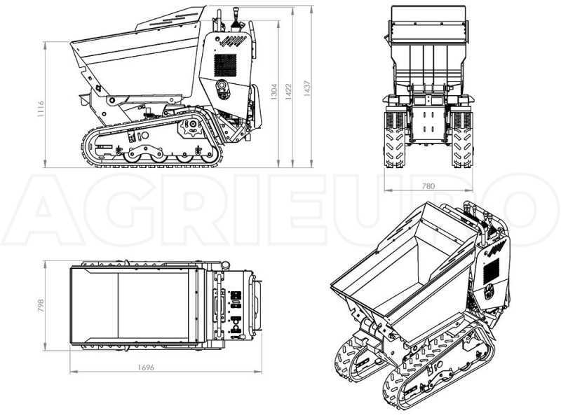 Carretilla de orugas AgriEuro Top-Line RAPTOR 7800 HD - Honda GX390