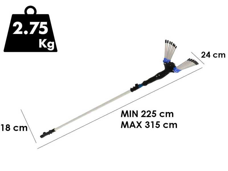 Vareador de aceitunas el&eacute;ctrico Paterlini V-UP - 12 V - P&eacute;rtiga telesc&oacute;pica 225 - 315 cm