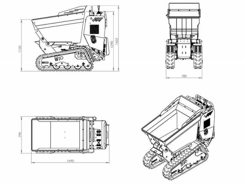 Carretilla de orugas AgriEuro Top-Line RAPTOR 6800 HD - Honda GX270 - Con pala
