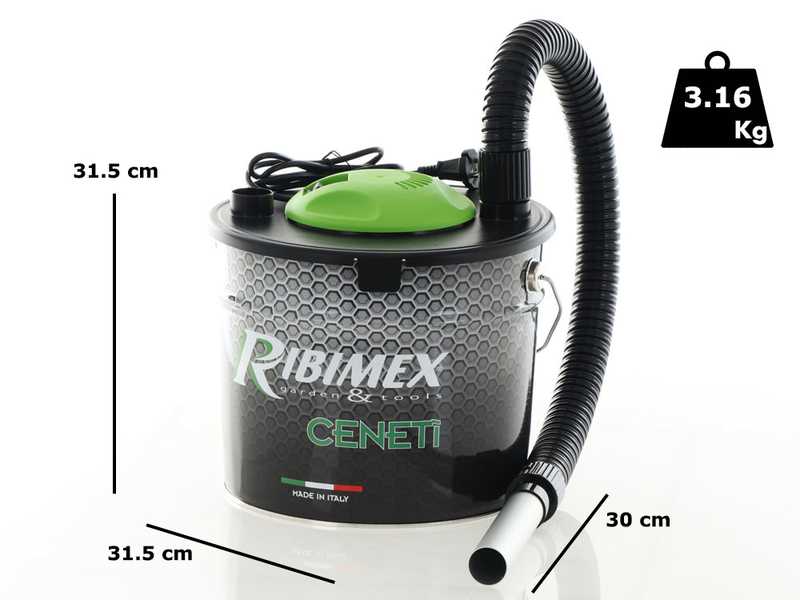 Ribimex Ceneti - Aspirador de cenizas peque&ntilde;o de bid&oacute;n - 15L