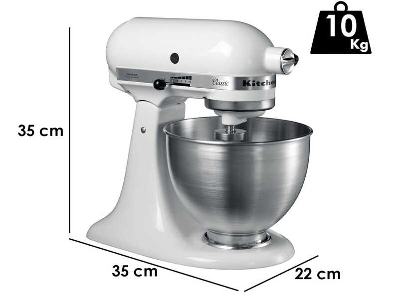 KitchenAid Classic 5K45SS-EWH Blanca - Amasadora Planetaria