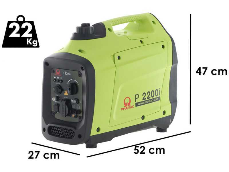 Pramac P2200i - Generador el&eacute;ctrico inverter silencioso 2.1 kW - Continua 1.9 kW Monof&aacute;sico