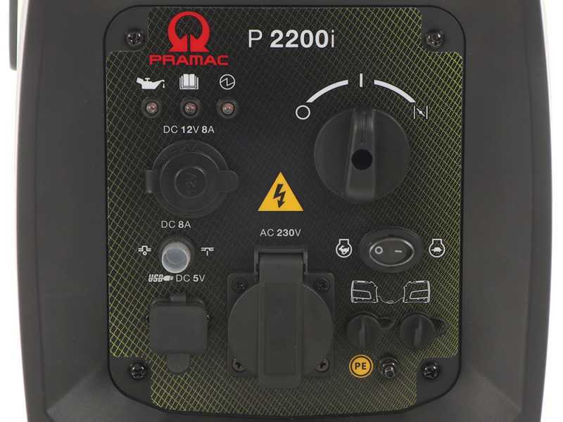 Pramac P2200i - Generador el&eacute;ctrico inverter silencioso 2.1 kW - Continua 1.9 kW Monof&aacute;sico