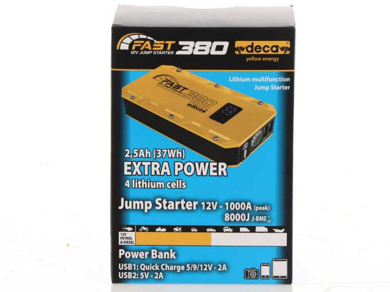 Arrancador port&aacute;til multifunci&oacute;n y Power Bank Deca Fast 380