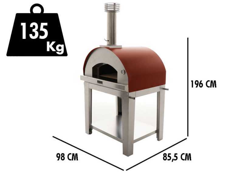Fontana Mangiafuoco Rosso - Horno de le&ntilde;a de exterior con carro