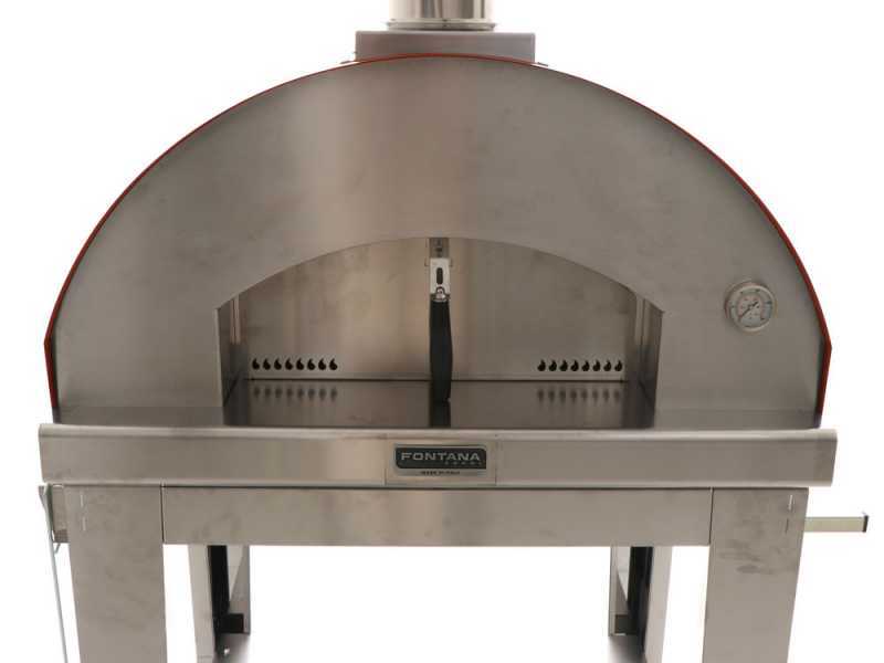 Fontana Mangiafuoco Rosso - Horno de le&ntilde;a de exterior con carro