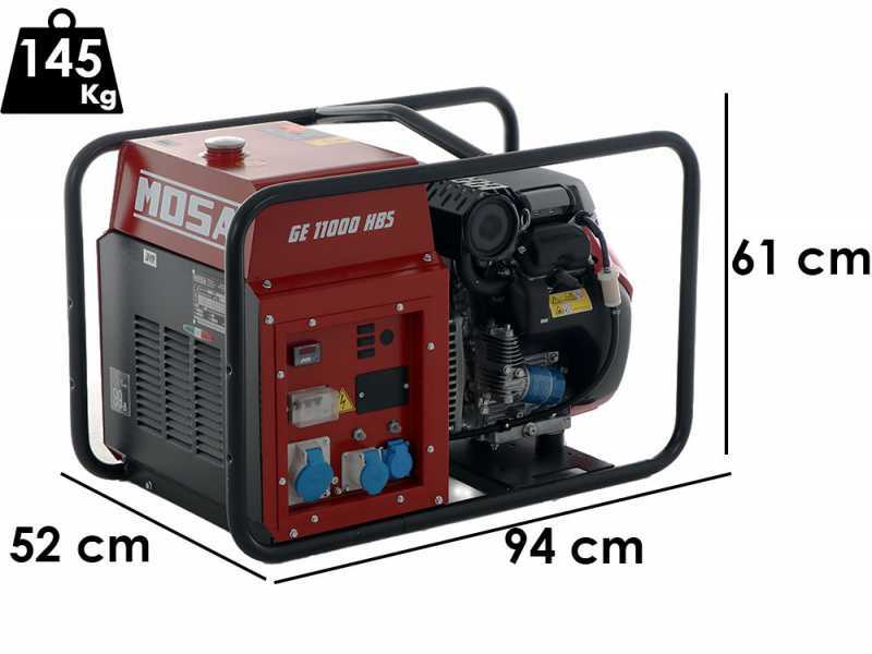 MOSA GE 11000 HBS - Generador de corriente a gasolina 9.9 kW - Continua 9 kW monof&aacute;sica - Motor Honda GX630
