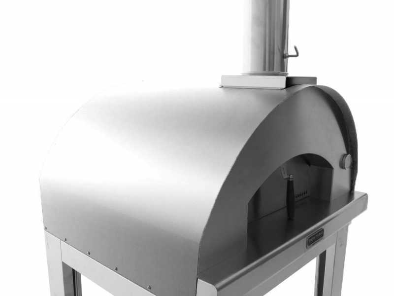 Fontana Mangiafuoco INOX - Horno de le&ntilde;a de exterior con carro