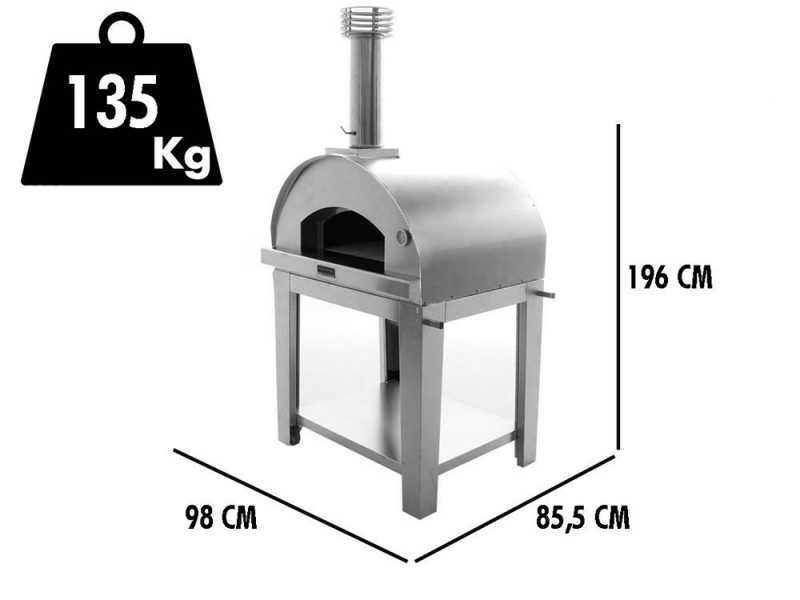 Fontana Mangiafuoco INOX - Horno de le&ntilde;a de exterior con carro
