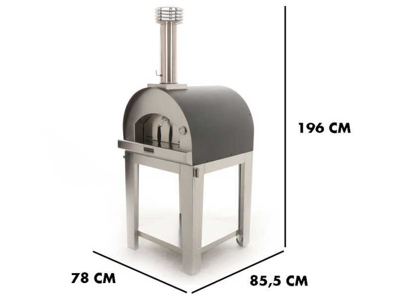 Fontana Margherita Antracite - Horno de le&ntilde;a de exterior con carro