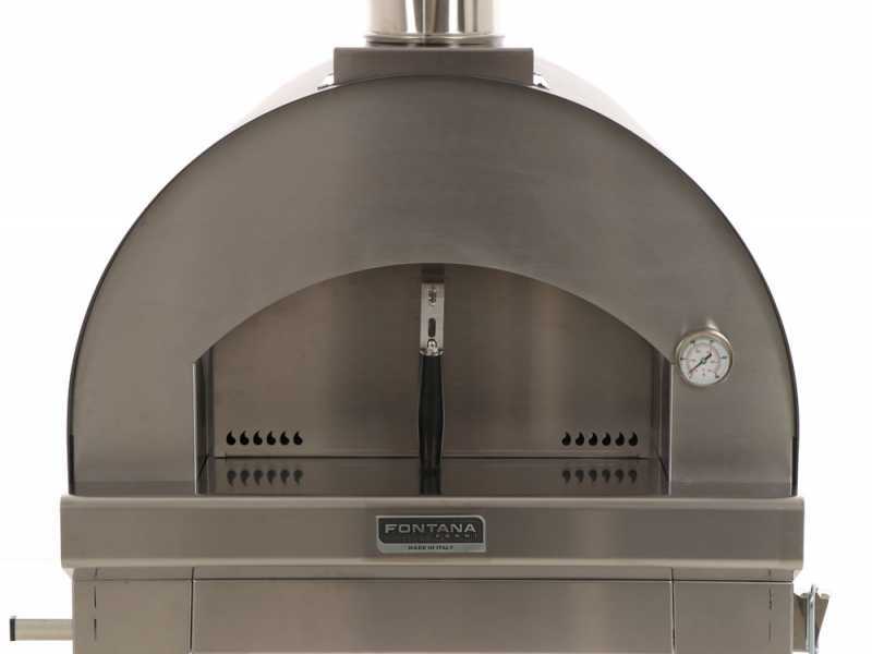 Fontana Margherita Antracite - Horno de le&ntilde;a de exterior con carro