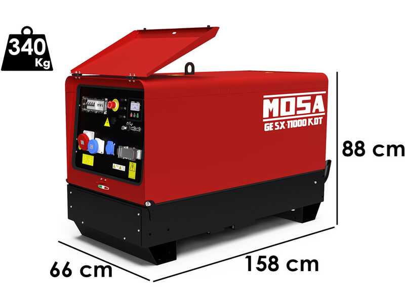 MOSA GE SX-11000 KDT - Generador de corriente el&eacute;ctrico silencioso 8.8 kW - Continua 8 kW Trif&aacute;sico + ATS - Motor Kohler KDW702
