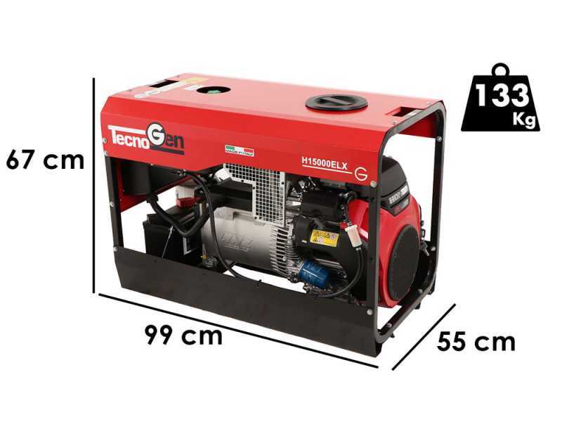 TecnoGen H15000ELX - Generador de corriente a gasolina 10.4 kW - Continua 9.6 kW monof&aacute;sico