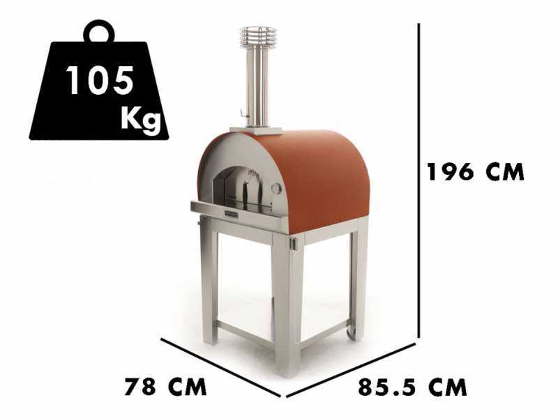 Fontana Margherita Rosso - Horno de le&ntilde;a de exterior con carro
