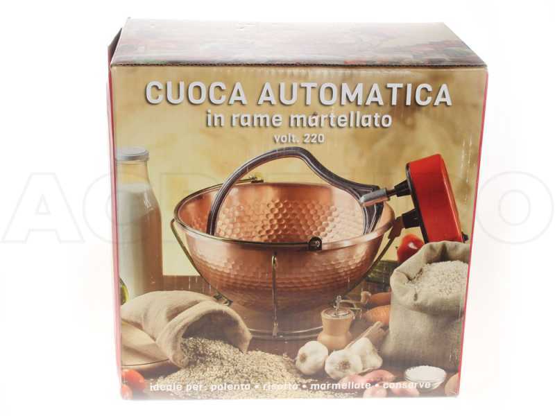 Caldero el&eacute;ctrico en cobre martillado para polenta NuovaFac Cuoca Automatica - base redonda 6 l - 5 W