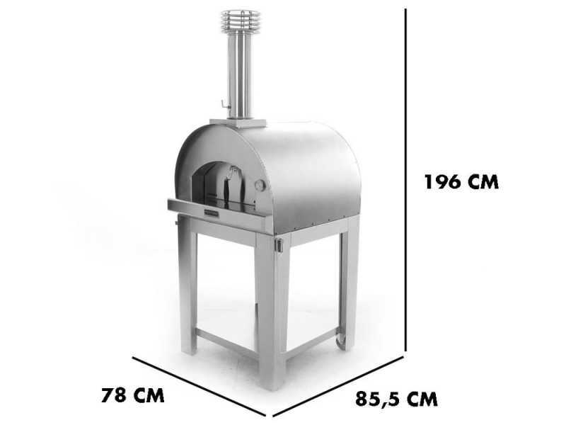 Fontana Margherita INOX - Horno de le&ntilde;a de exterior con carro