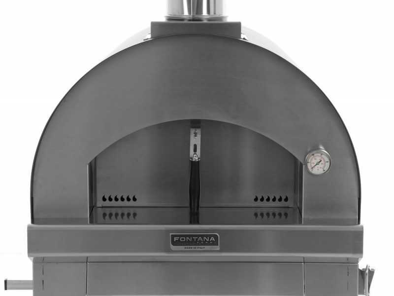 Fontana Margherita INOX - Horno de le&ntilde;a de exterior con carro