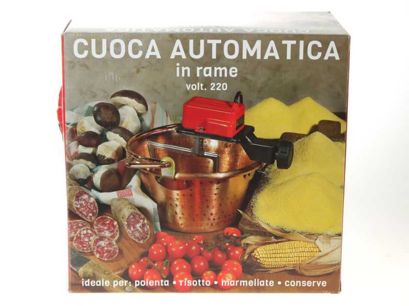 NuovaFac Cuoca Automatica - Caldero en cobre el&eacute;ctrico martillado para polenta base plana 4L - 5W