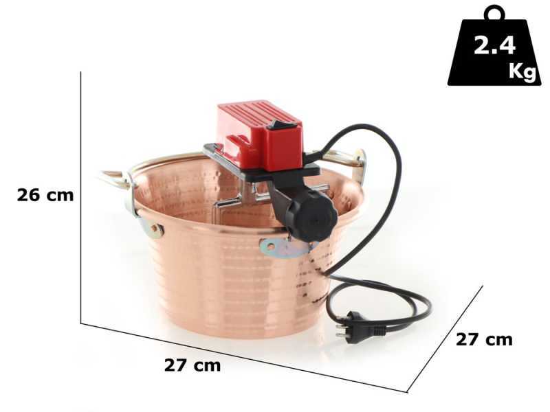 NuovaFac Cuoca Automatica - Caldero en cobre el&eacute;ctrico martillado para polenta base plana 4L - 5W