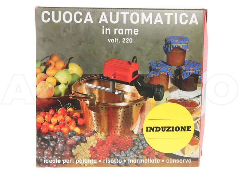 NuovaFac Cuoca Automatica - Caldero de inducci&oacute;n en cobre el&eacute;ctrico martillado para polenta base plana 4L - 5 W