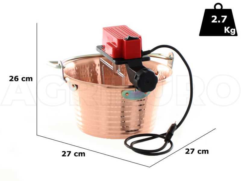 NuovaFac Cuoca Automatica - Caldero de inducci&oacute;n en cobre el&eacute;ctrico martillado para polenta base plana 4L - 5 W