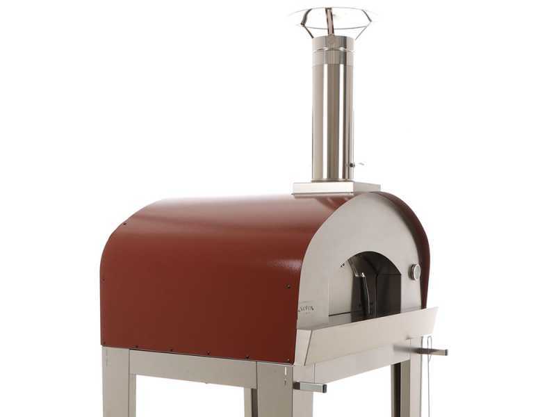 Seven Italy Eros Rosso - Horno de le&ntilde;a de exterior con carro