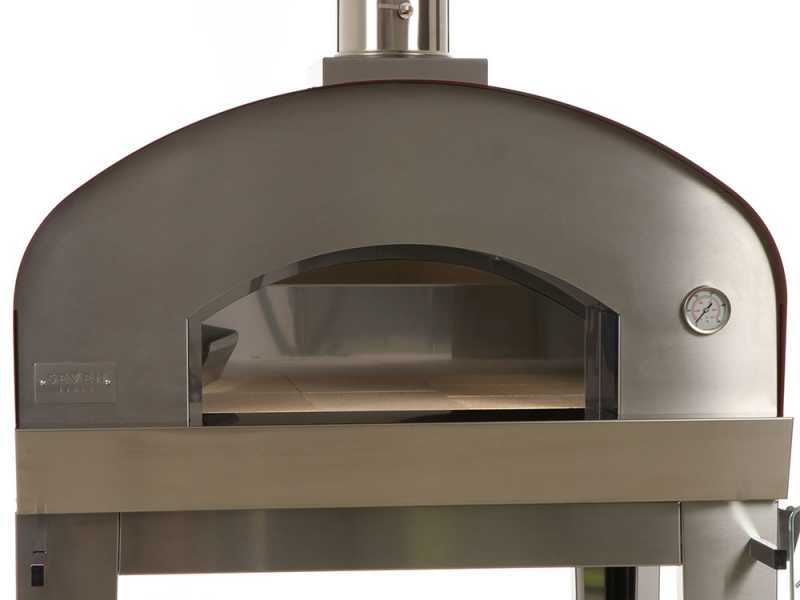 Seven Italy Eros Rosso - Horno de le&ntilde;a de exterior con carro