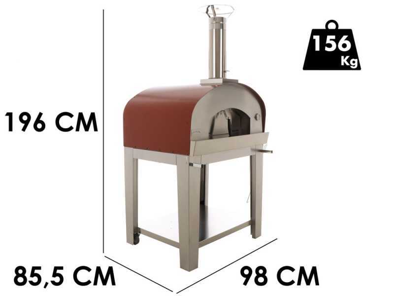 Seven Italy Eros Rosso - Horno de le&ntilde;a de exterior con carro