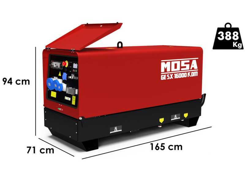 MOSA GE SX 16000 KDM - Generador de corriente a di&eacute;sel silencioso 14.4 kW - Continua 13.2 kW Monof&aacute;sico