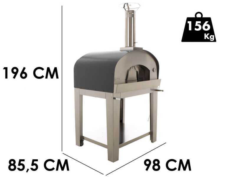 Seven Italy Eros Antracite - Horno de le&ntilde;a de exterior con carro