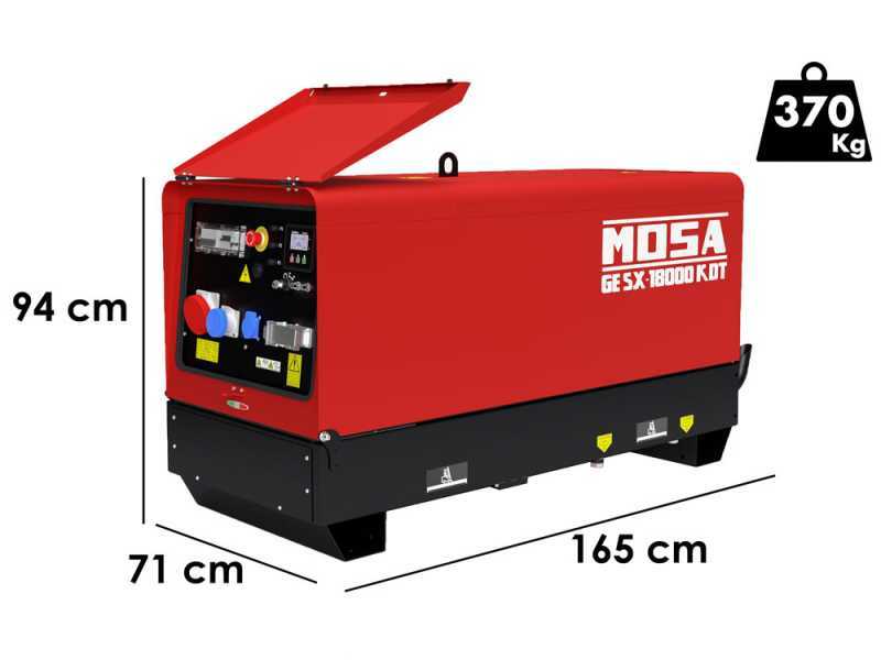 MOSA GE SX 18000 KDT - Generador de corriente a di&eacute;sel silencioso 14.4 kW - Continua 13.2 kW Trif&aacute;sico + ATS