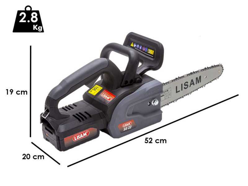 LISAM SG 22 - Electrosierra de bater&iacute;a 2 x 18V 2Ah - Espada de 25 cm