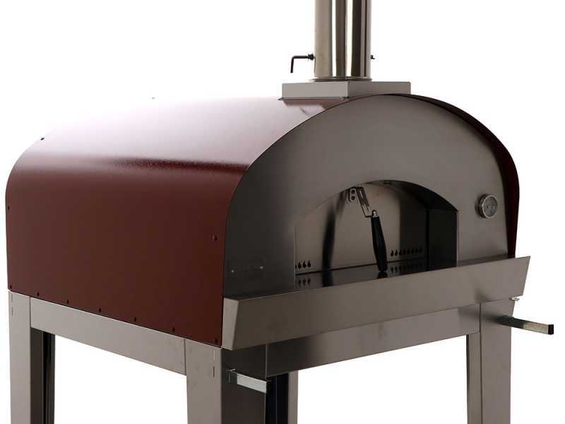 Seven Italy Ade Rosso - Horno de le&ntilde;a de exterior con carro