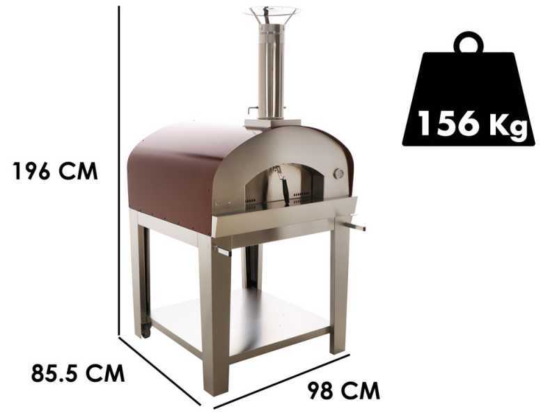 Seven Italy Ade Rosso - Horno de le&ntilde;a de exterior con carro