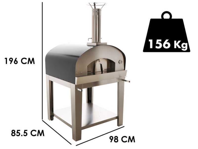 Seven Italy Eros Antracite - Horno de le&ntilde;a de exterior con carro