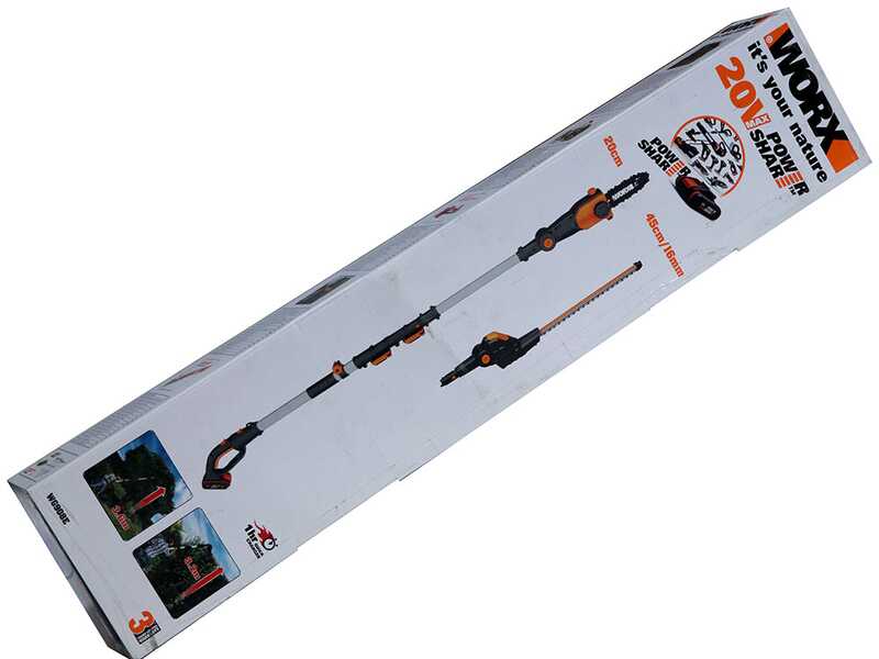 Worx WG908E - Podadora - Cortasetos con p&eacute;rtiga de bater&iacute;a multifunci&oacute;n - bater&iacute;a 20V 2Ah