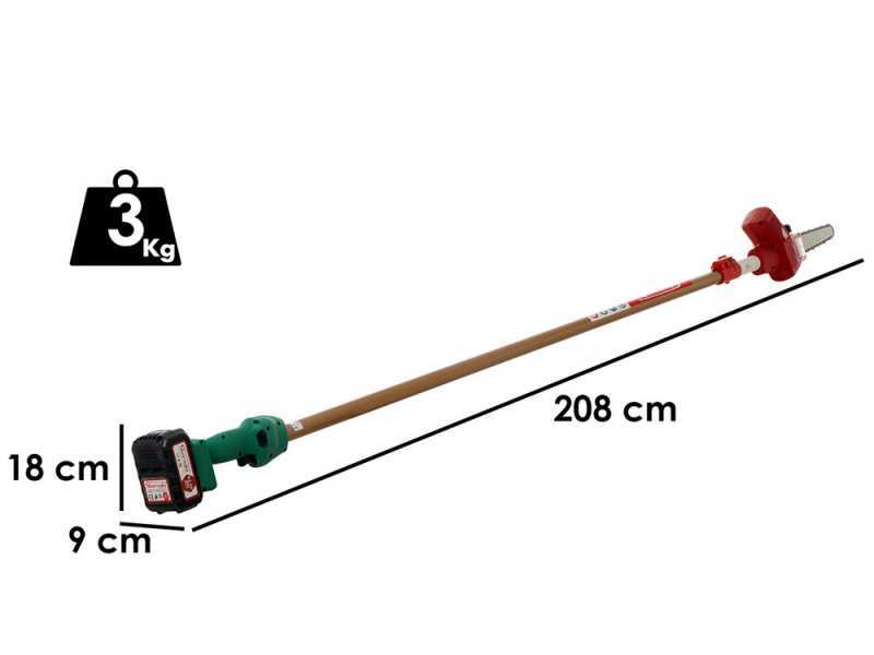 Podadora de bater&iacute;a con p&eacute;rtiga telesc&oacute;pica Sbaraglia ARES-22 - 2 bater&iacute;as de  5.2 Ah/21 V