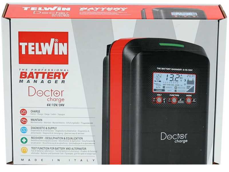 Cargador de bater&iacute;as mantenedor tester electr&oacute;nico Telwin Doctor Charge 50 - bater&iacute;as 6/12/24V