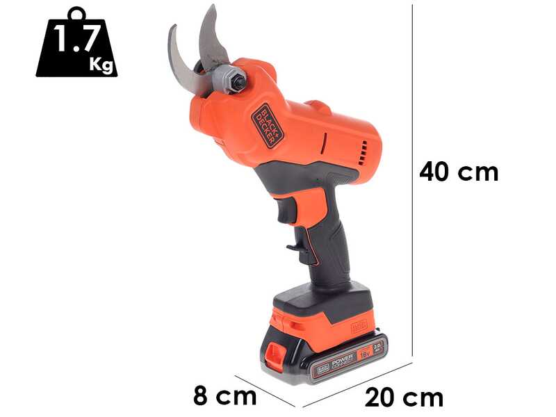 Tijeras de poda de bater&iacute;a Black &amp; Decker BCPP18D1-QW - Corte de 25 mm-  Bater&iacute;a de 18 V- 2.0 Ah