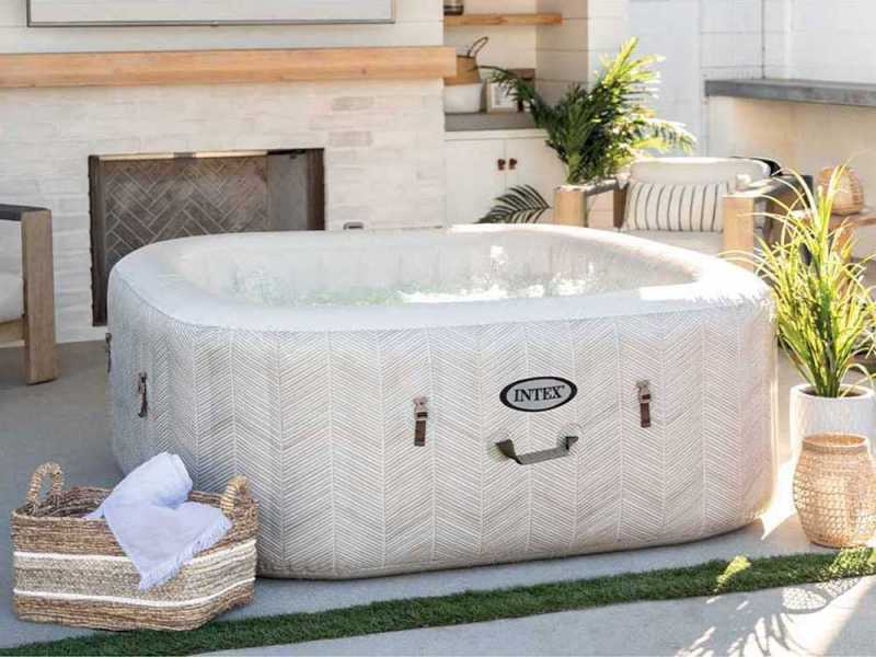 Intex Cuadrada Chevron Deluxe 28446EX - Piscina de hidromasaje spa