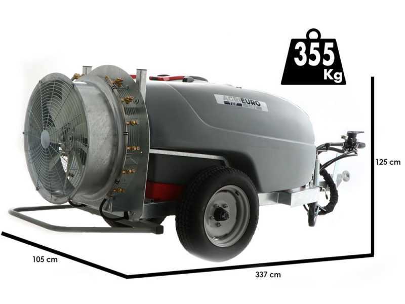 Gray T Car 600/70 - Atomizador de arrastre para tractor para tratamientos fitosanitarios - Capacidad 600L - Bomba AR1064