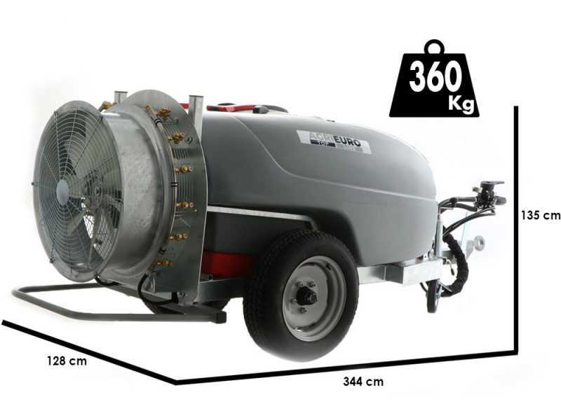 Atomizador de arrastre Gray T Car 800/70 con enganche para tractor para pulverizaci&oacute;n - Capacidad 800L - Bomba AR1064