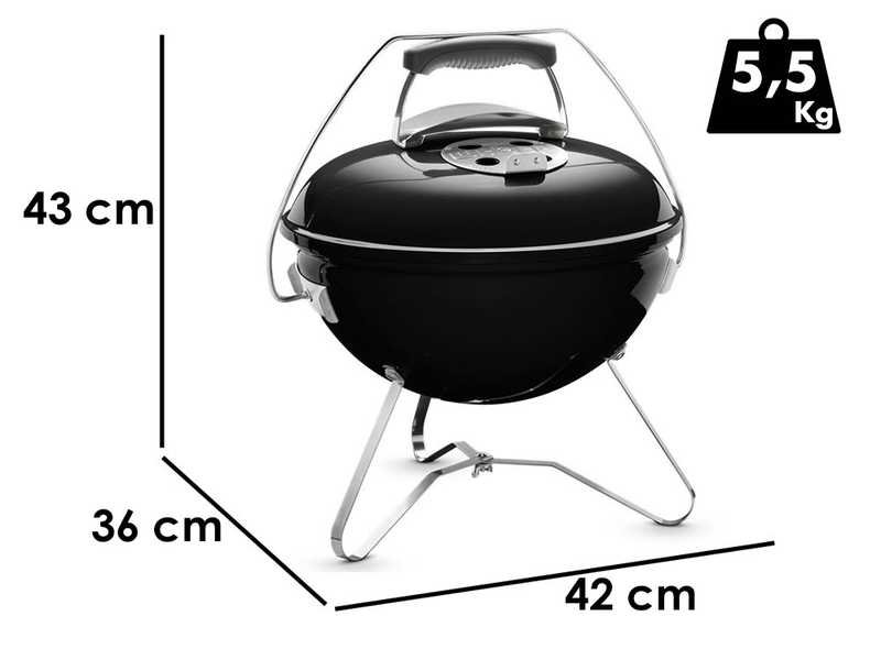 Weber Smokey Joe Premium Black - Barbacoa de carb&oacute;n port&aacute;til